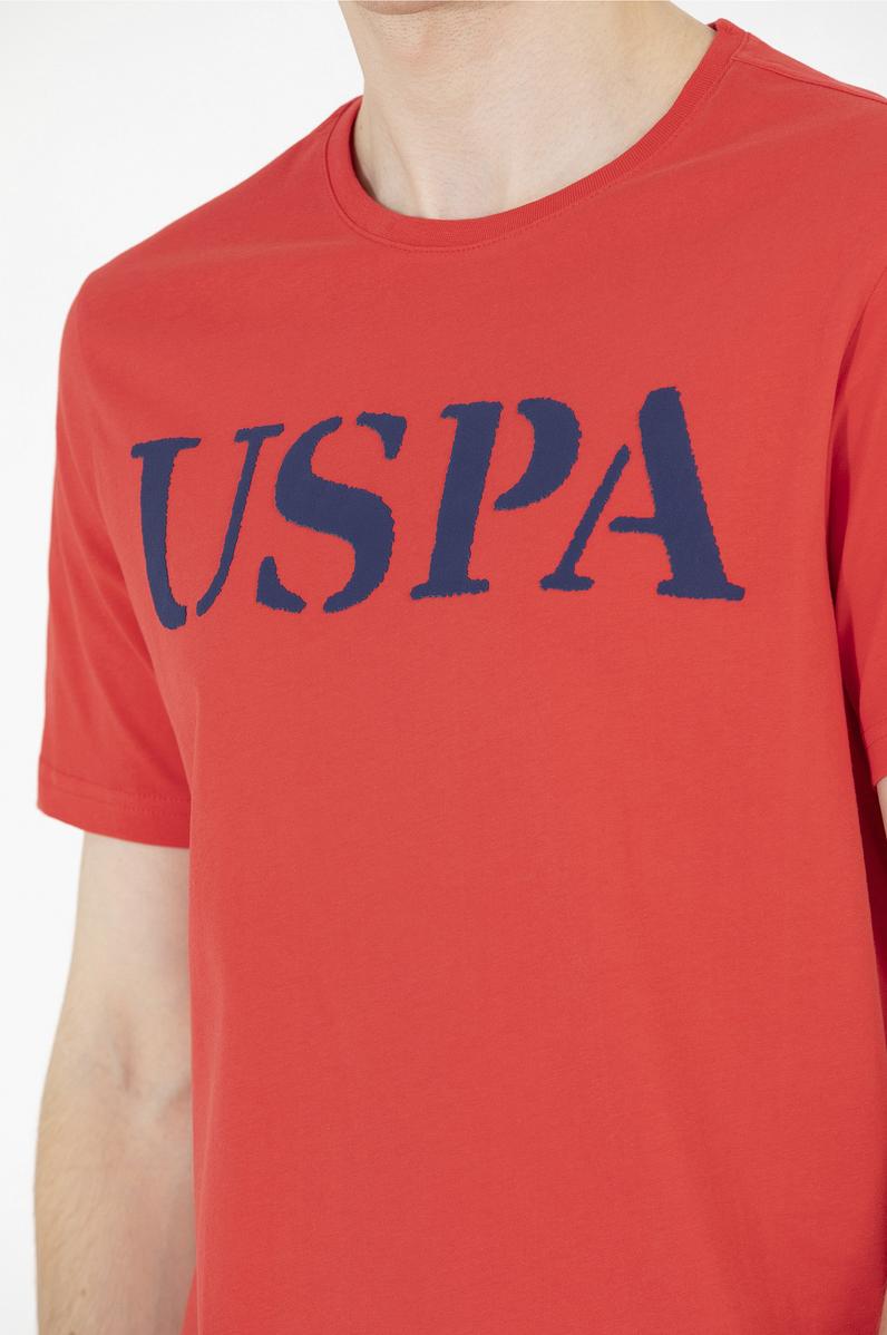 Erkek Kırmızı Basic Bisiklet Yaka Tişört