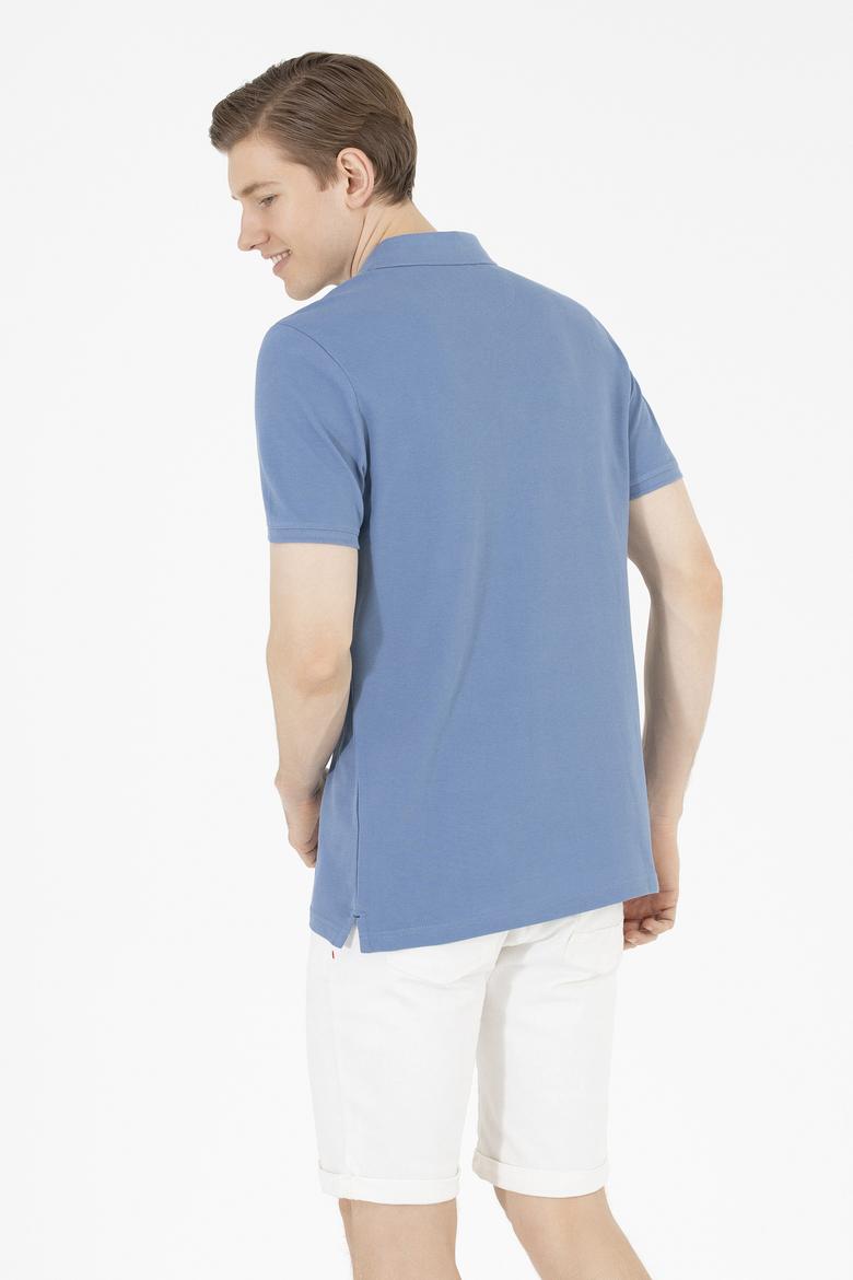 Erkek İndigo Basic Polo Yaka Tişört - 50263236037
