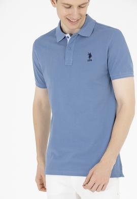 Erkek İndigo Basic Polo Yaka Tişört - 50263236037