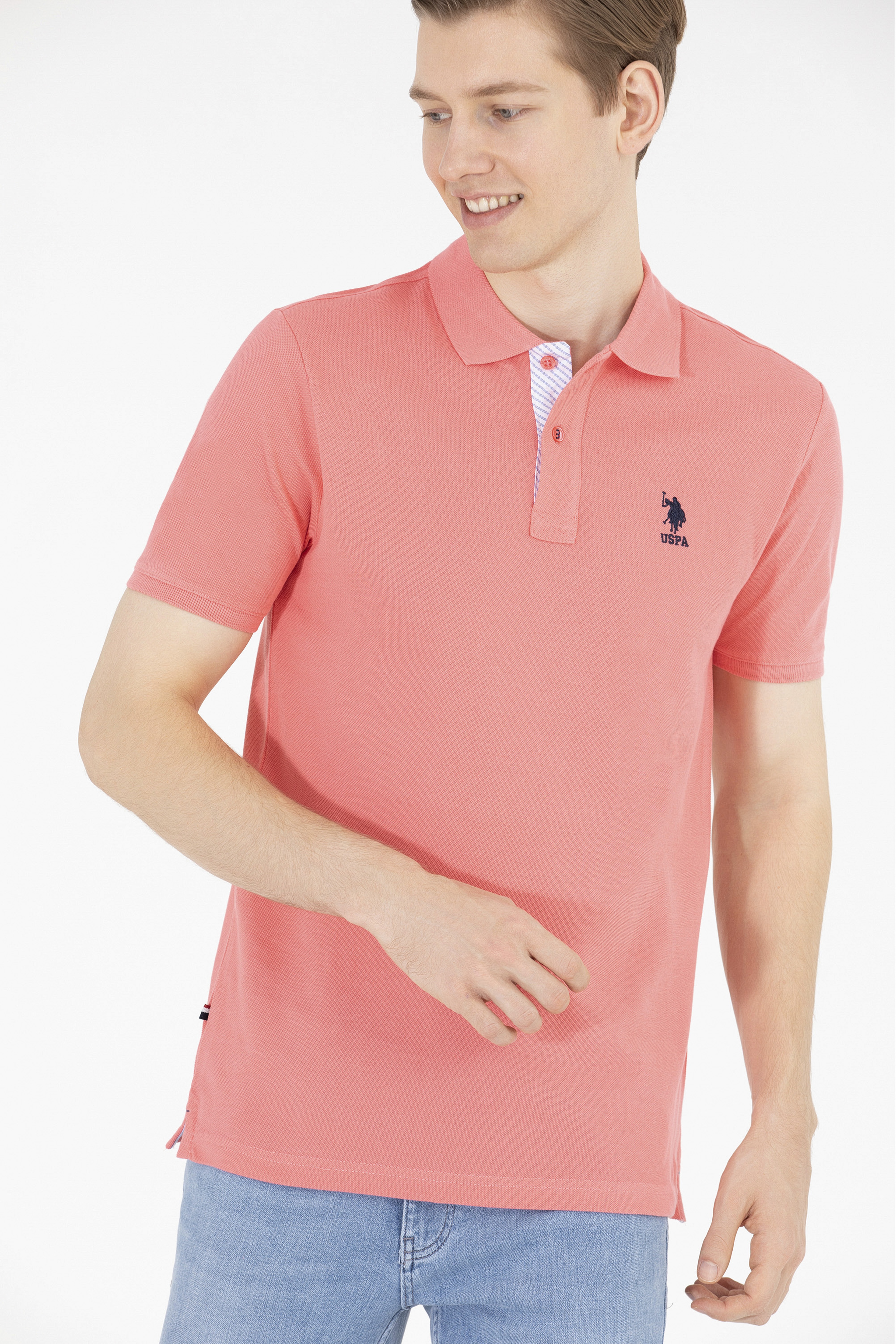 Erkek Nar Çiçeği Basic Polo Yaka Tişört - Image 2