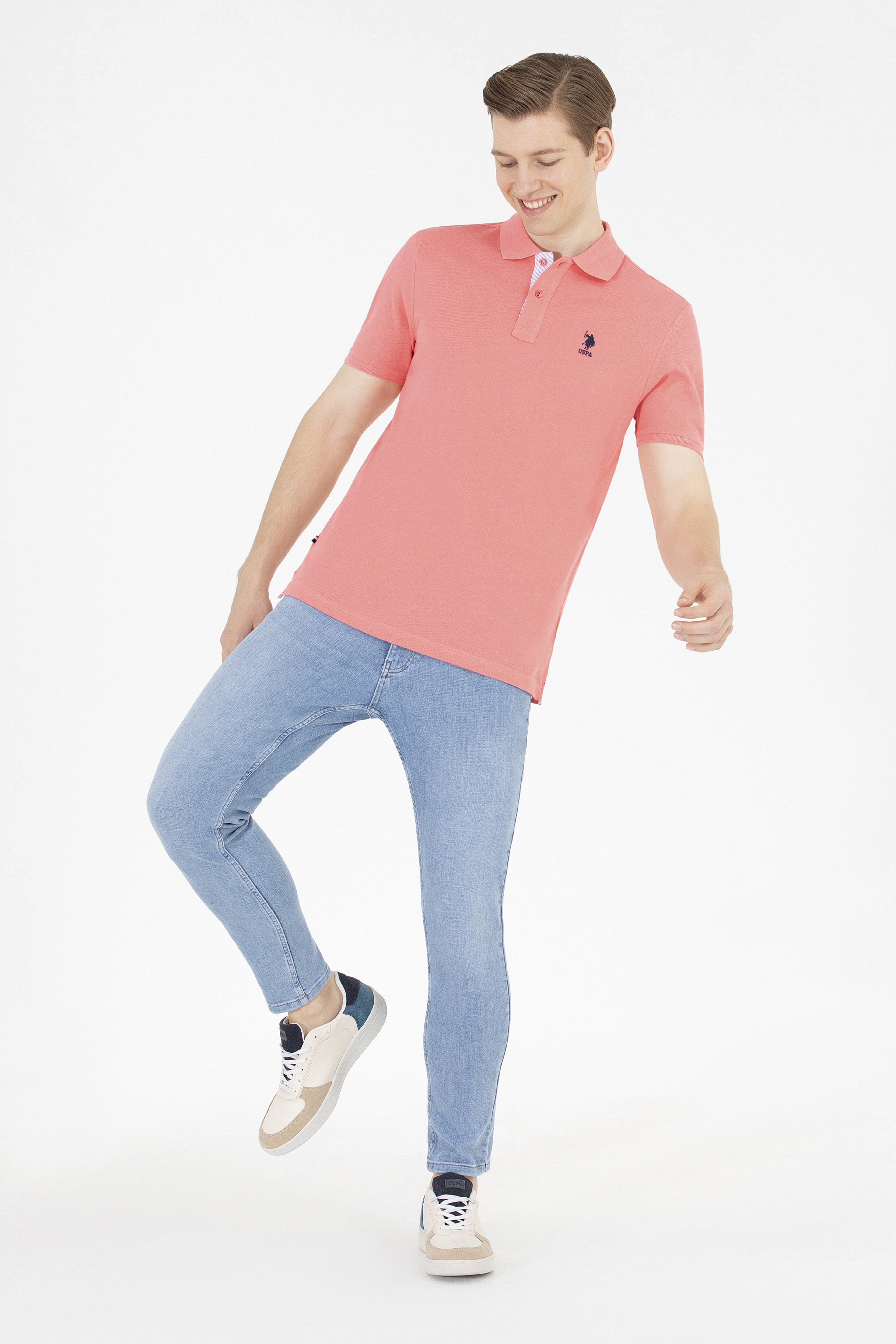 Erkek Nar Çiçeği Basic Polo Yaka Tişört - Image 3