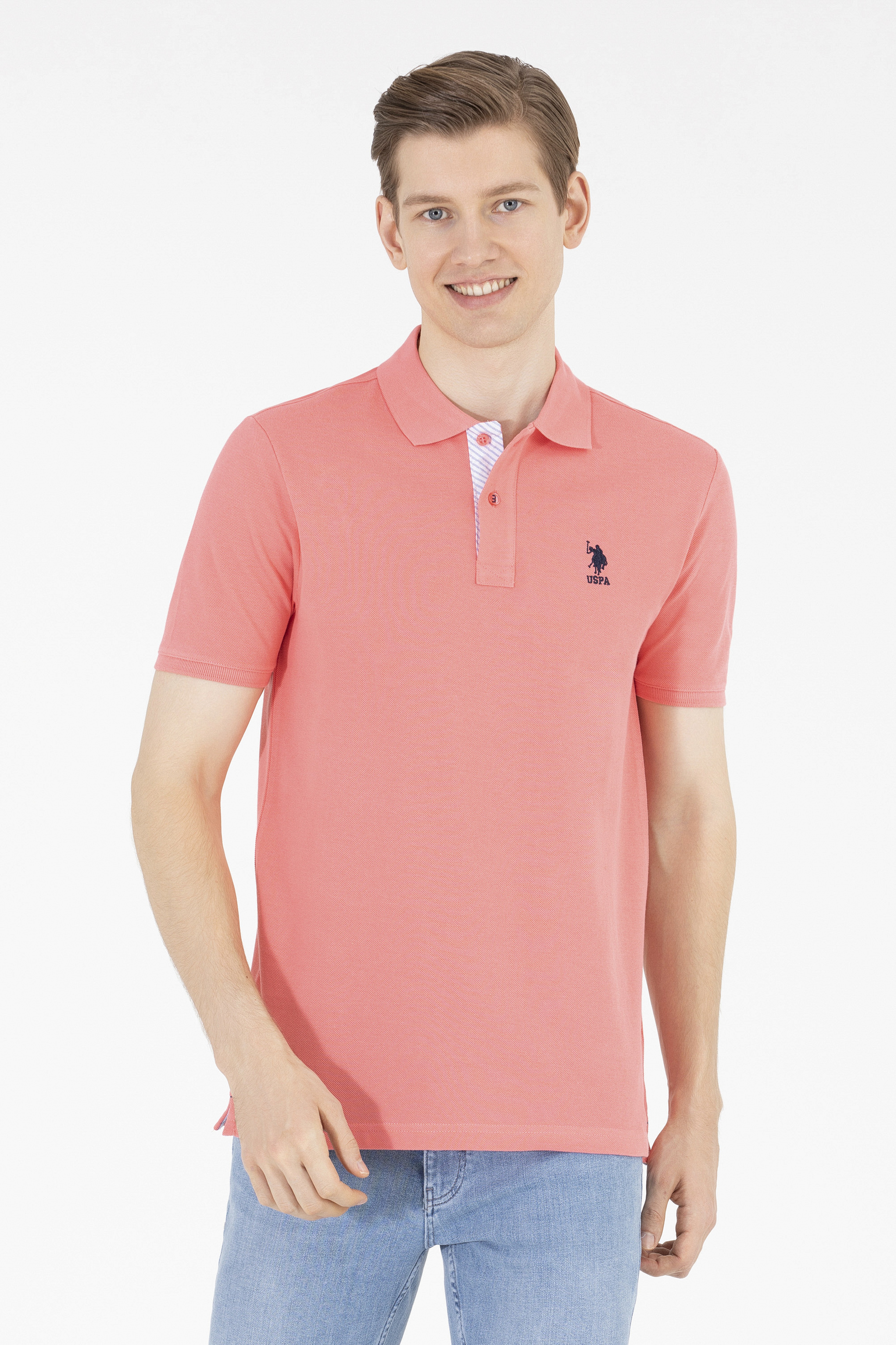 Erkek Nar Çiçeği Basic Polo Yaka Tişört - Image 1