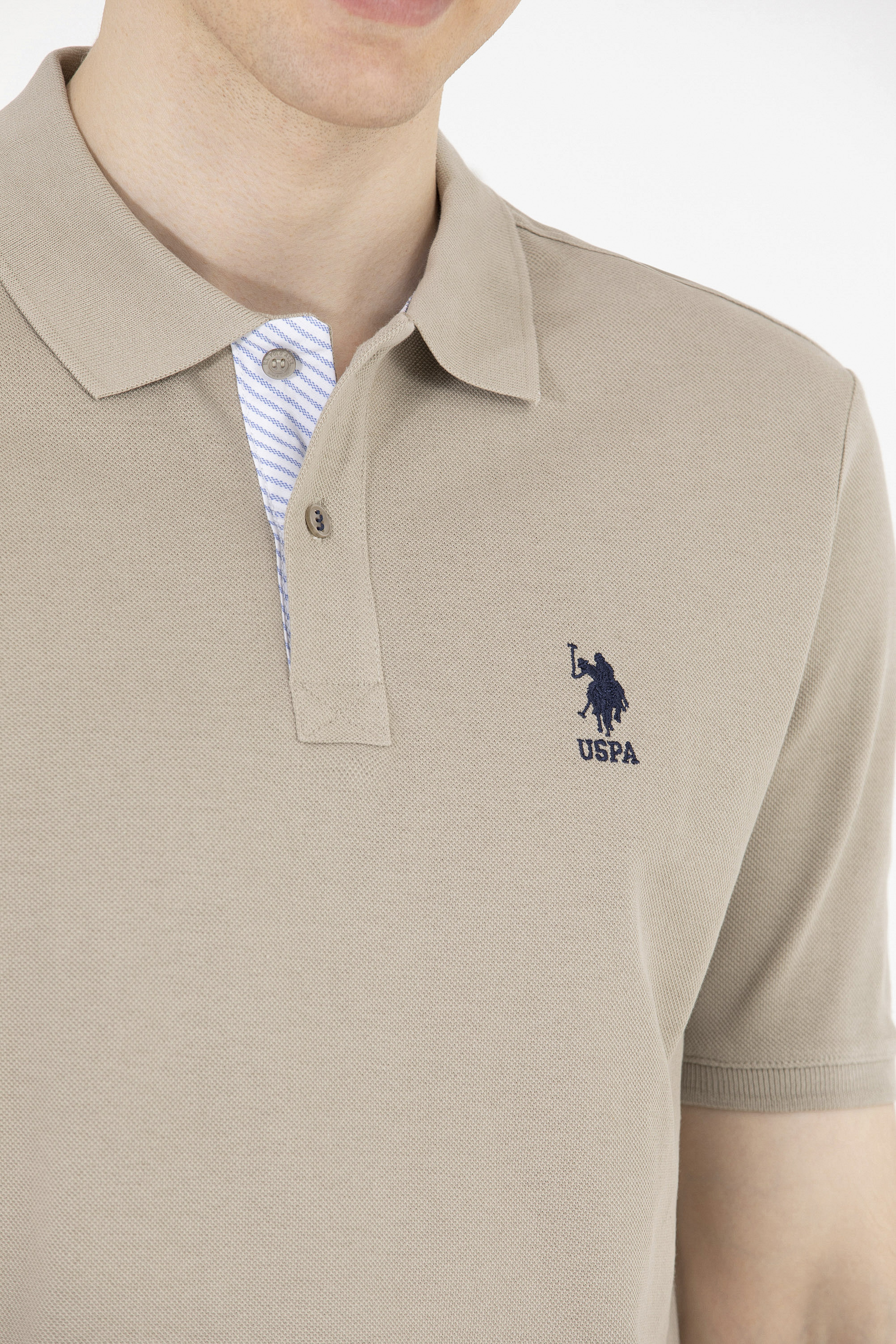 Erkek Haki Basic Polo Yaka Tişört