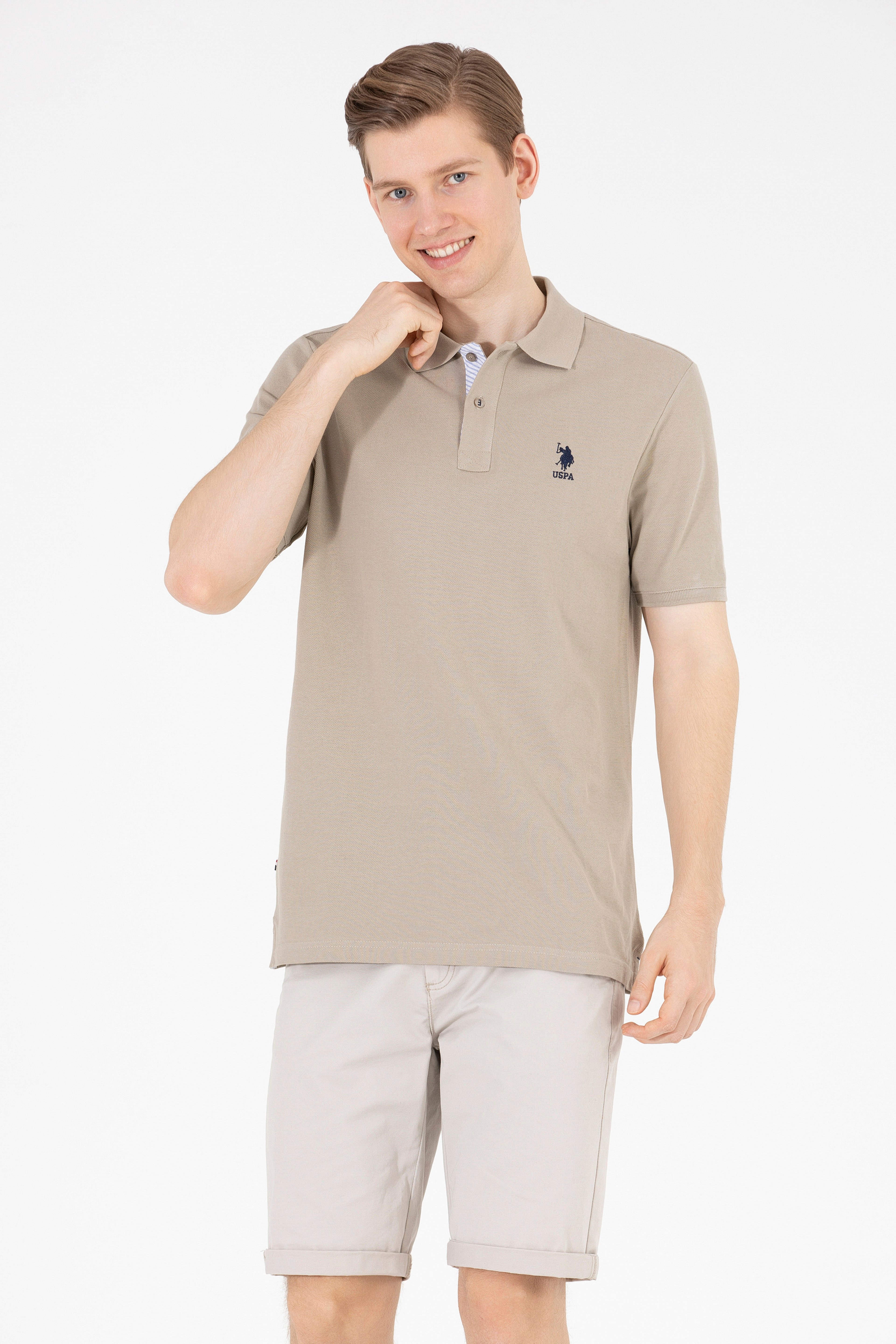 Erkek Haki Basic Polo Yaka Tişört