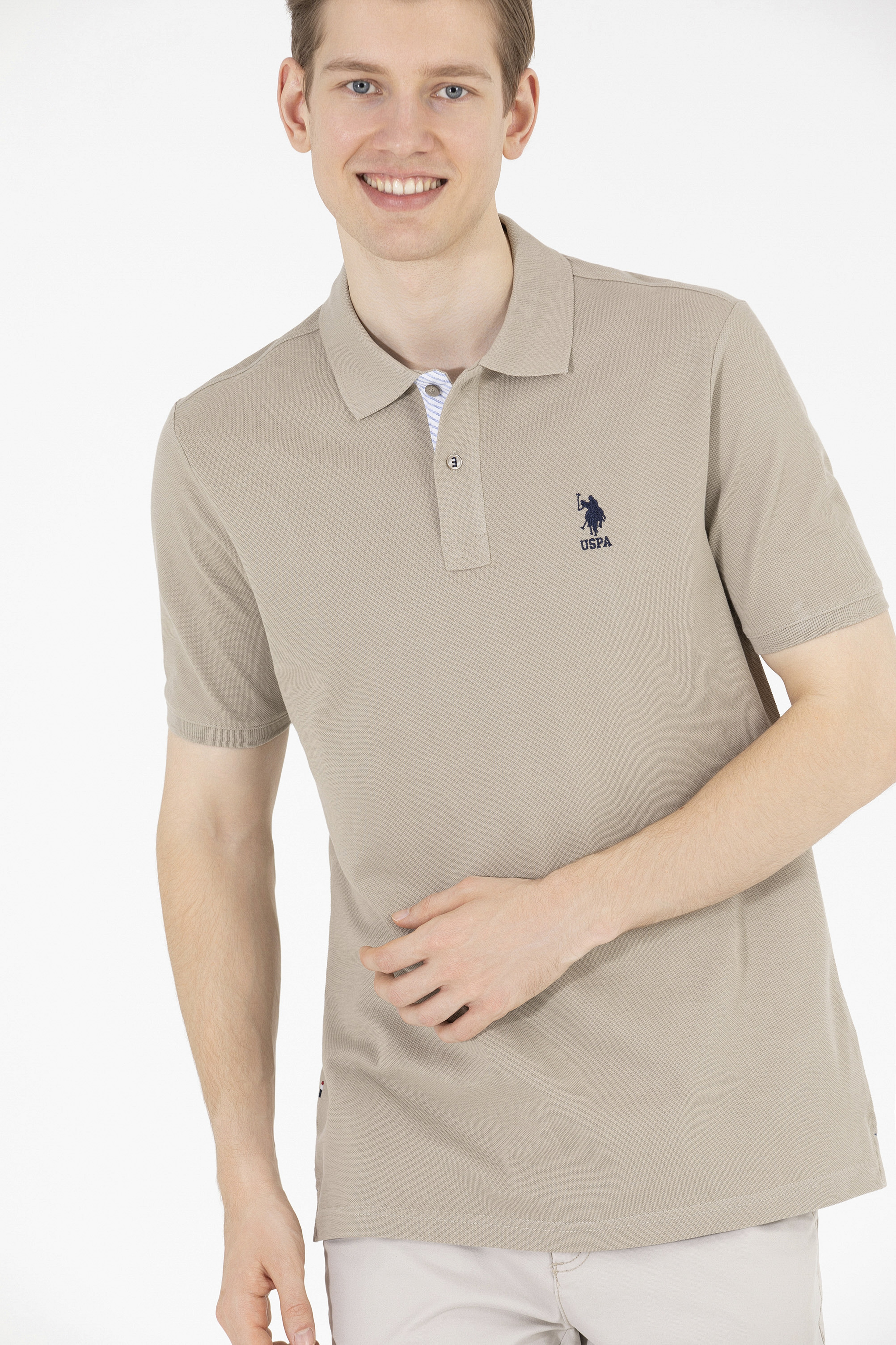 Erkek Haki Basic Polo Yaka Tişört