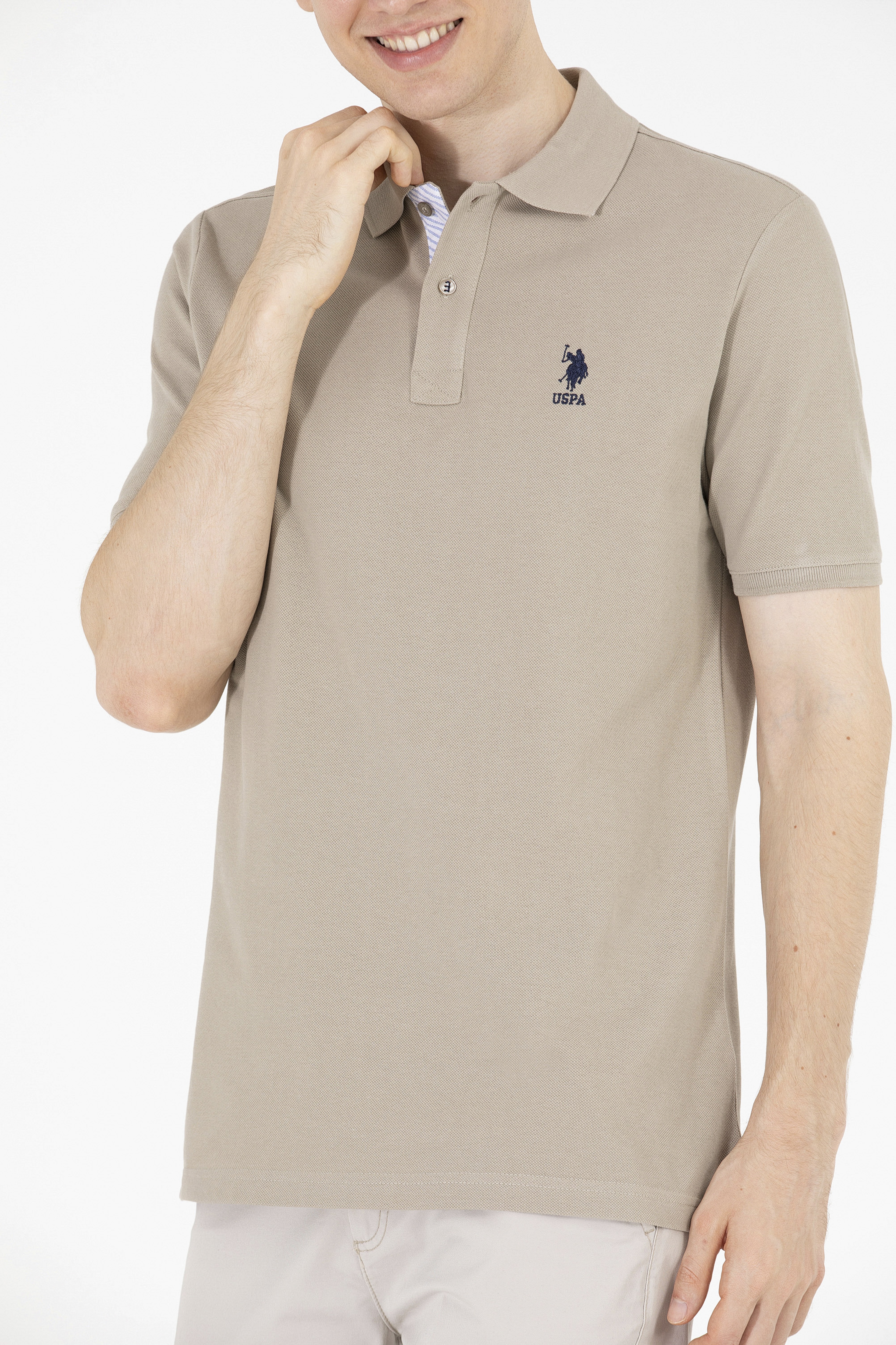 Erkek Haki Basic Polo Yaka Tişört