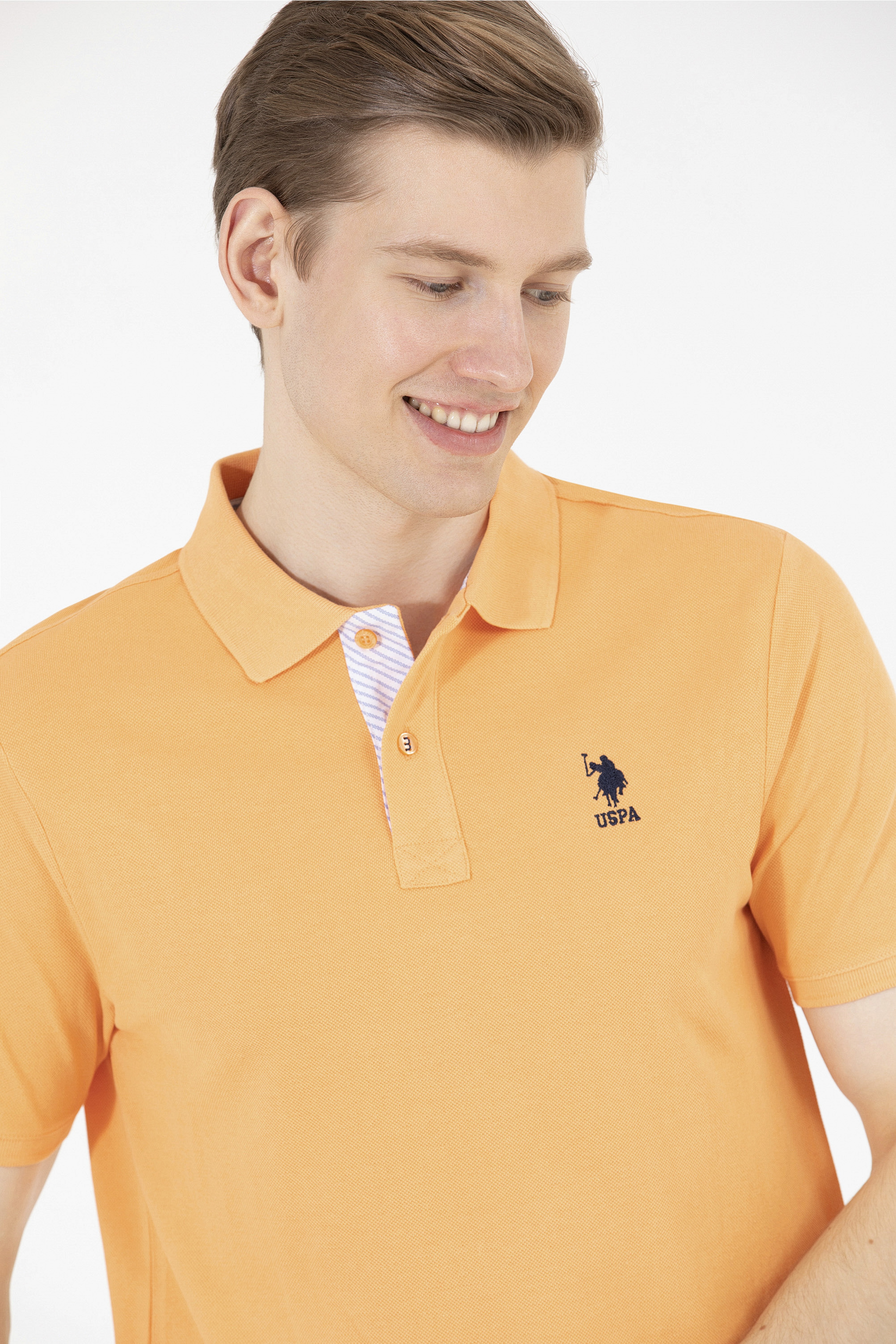 Erkek Turuncu Basic Polo Yaka Tişört