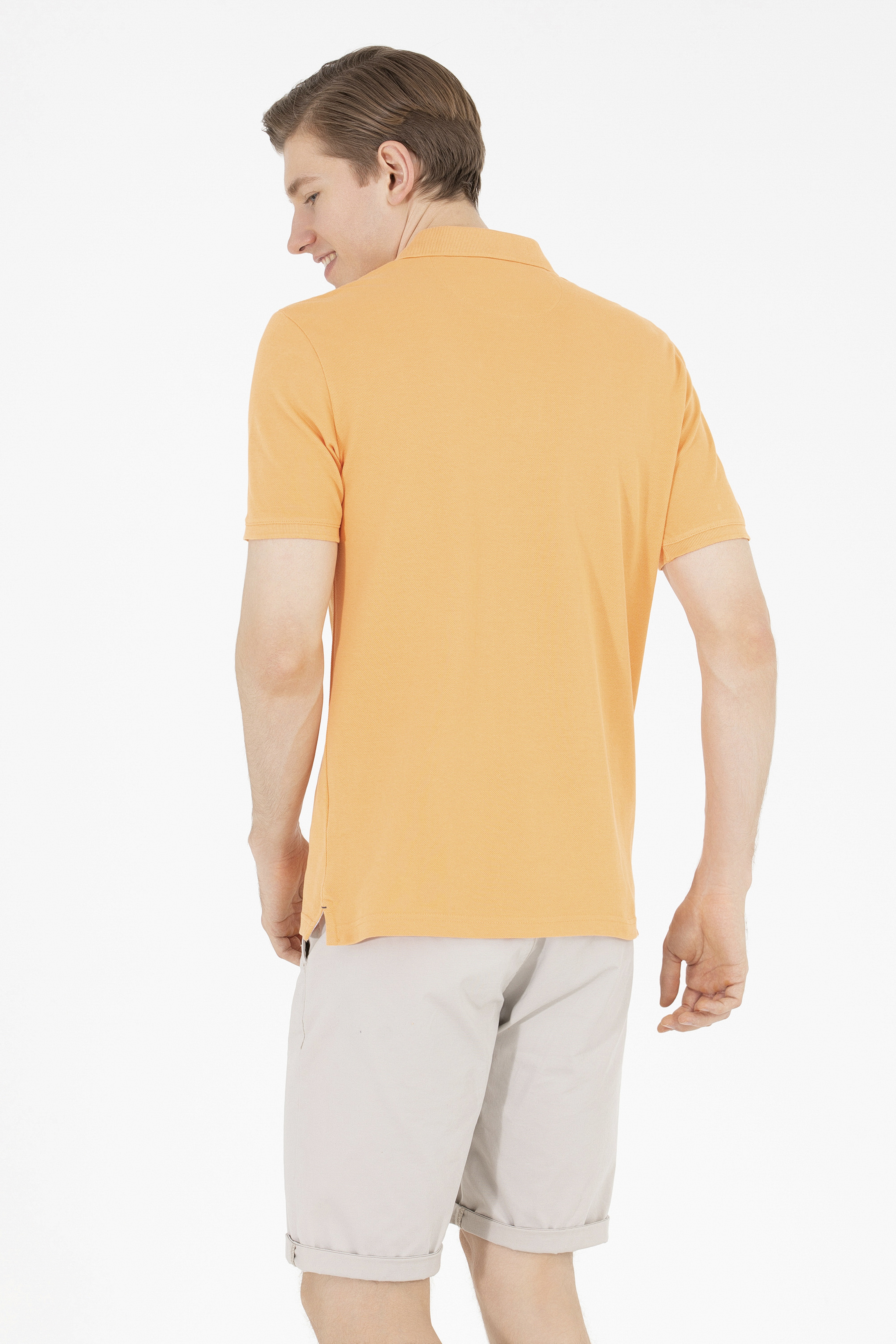 Erkek Turuncu Basic Polo Yaka Tişört - Image 5