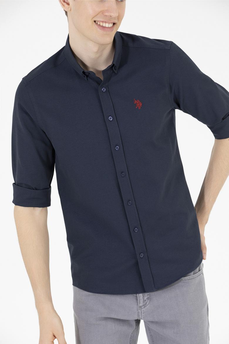 Erkek Lacivert Uzun Kollu Basic Gömlek - 50265664030