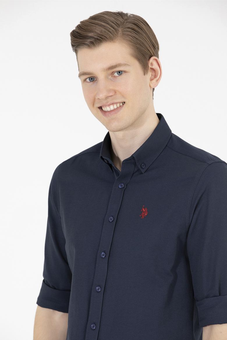 Erkek Lacivert Uzun Kollu Basic Gömlek - 50265664030