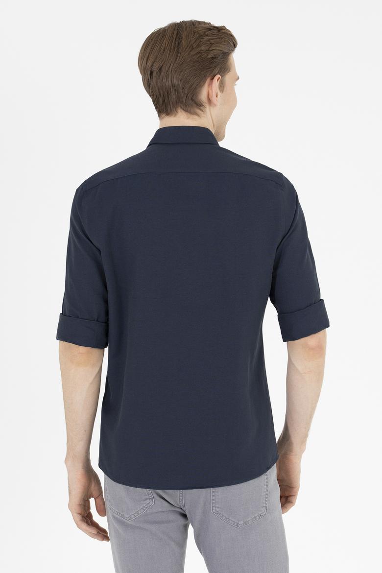 Erkek Lacivert Uzun Kollu Basic Gömlek - 50265664030