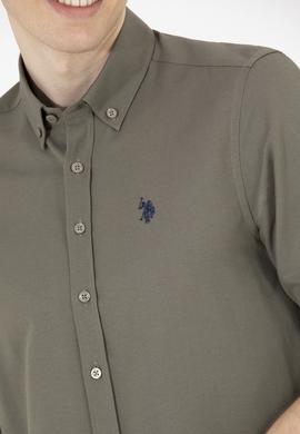 Erkek Haki Uzun Kollu Basic Gömlek - 50265664134