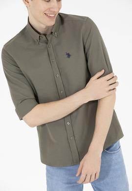 Erkek Haki Uzun Kollu Basic Gömlek - 50265664134