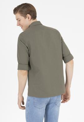 Erkek Haki Uzun Kollu Basic Gömlek - 50265664134