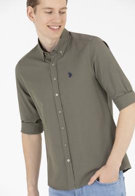 Erkek Haki Uzun Kollu Basic Gömlek - 50265664134