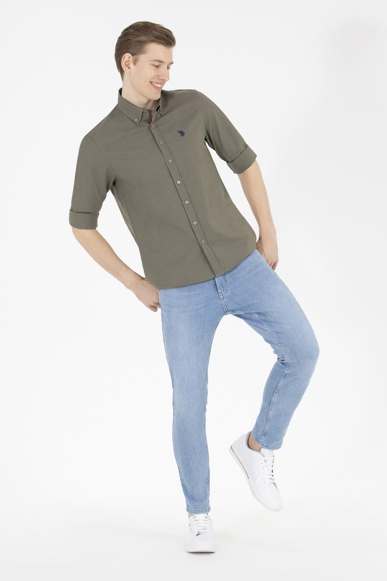 Erkek Haki Uzun Kollu Basic Gömlek - 50265664134