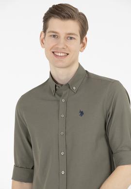 Erkek Haki Uzun Kollu Basic Gömlek - 50265664134