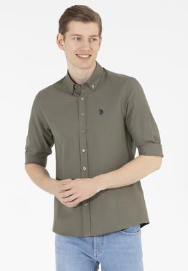 Erkek Haki Uzun Kollu Basic Gömlek - 50265664134