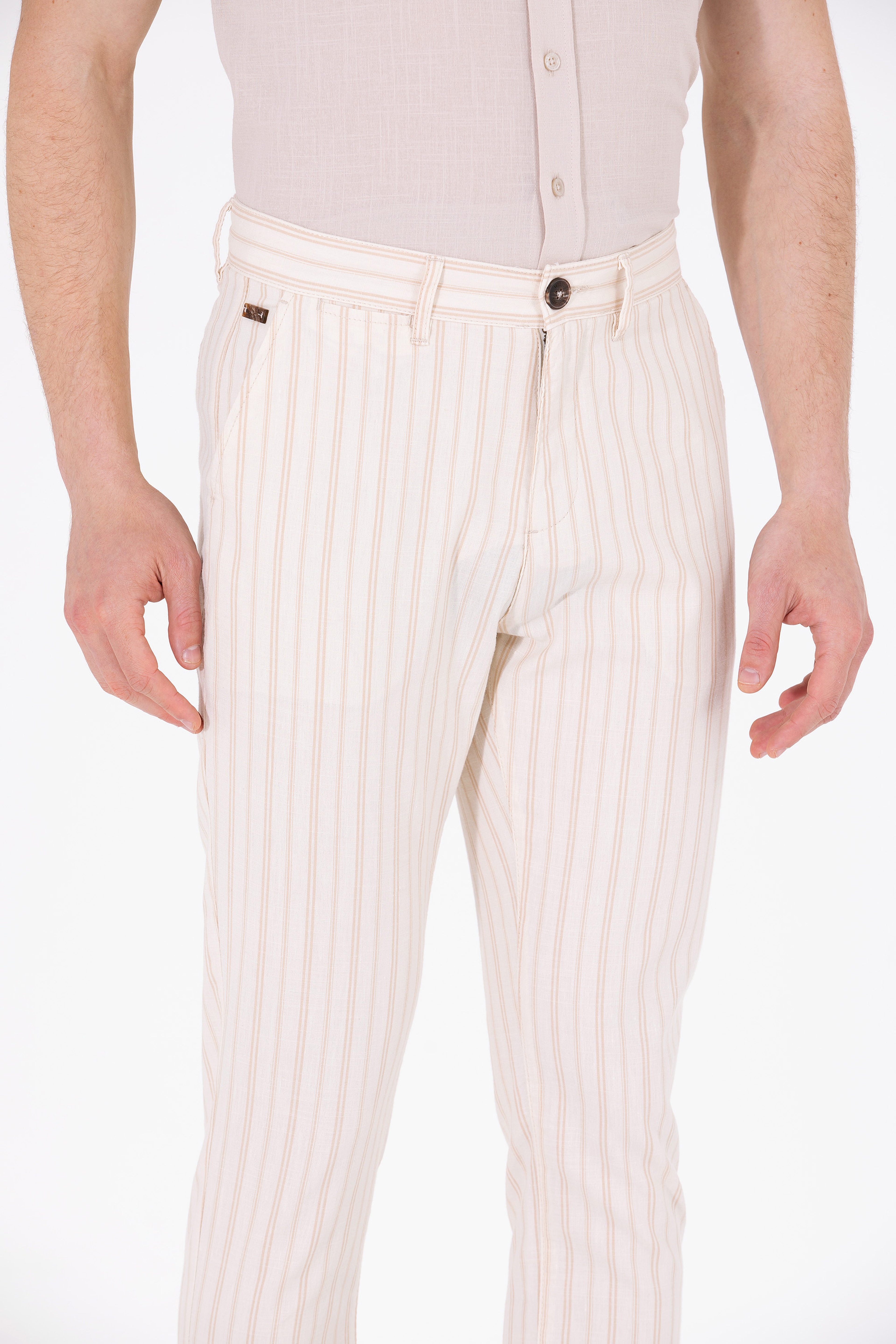 Erkek Carrot Fit Kum Kanvas Pantolon - Image 7