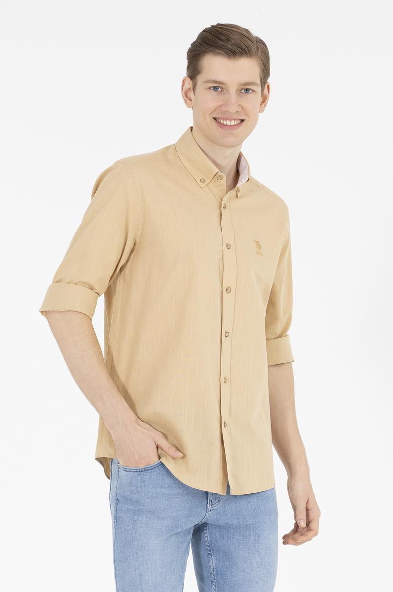 Erkek Camel Uzun Kollu Gömlek