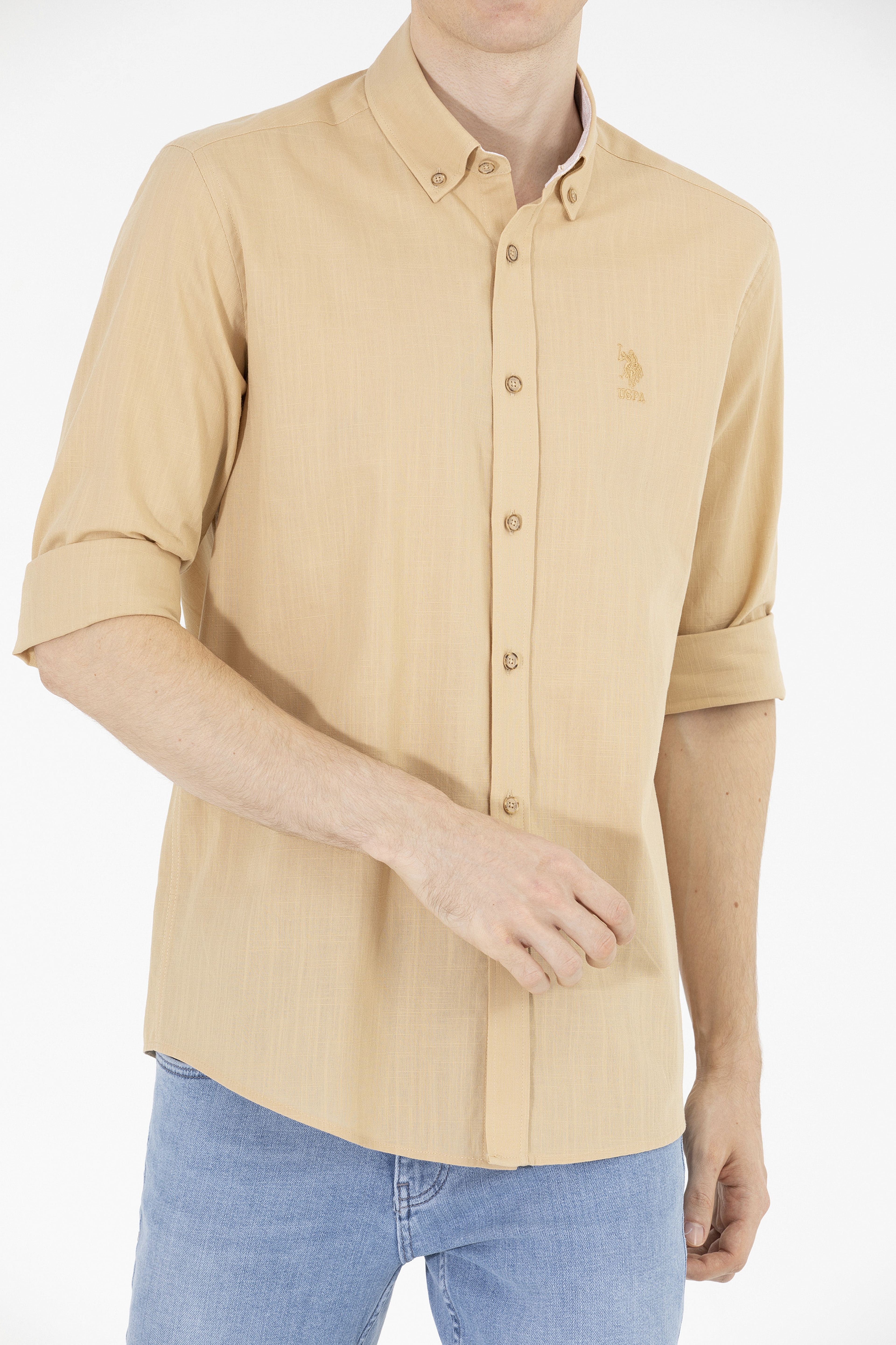 Erkek Camel Uzun Kollu Gömlek - Image 6