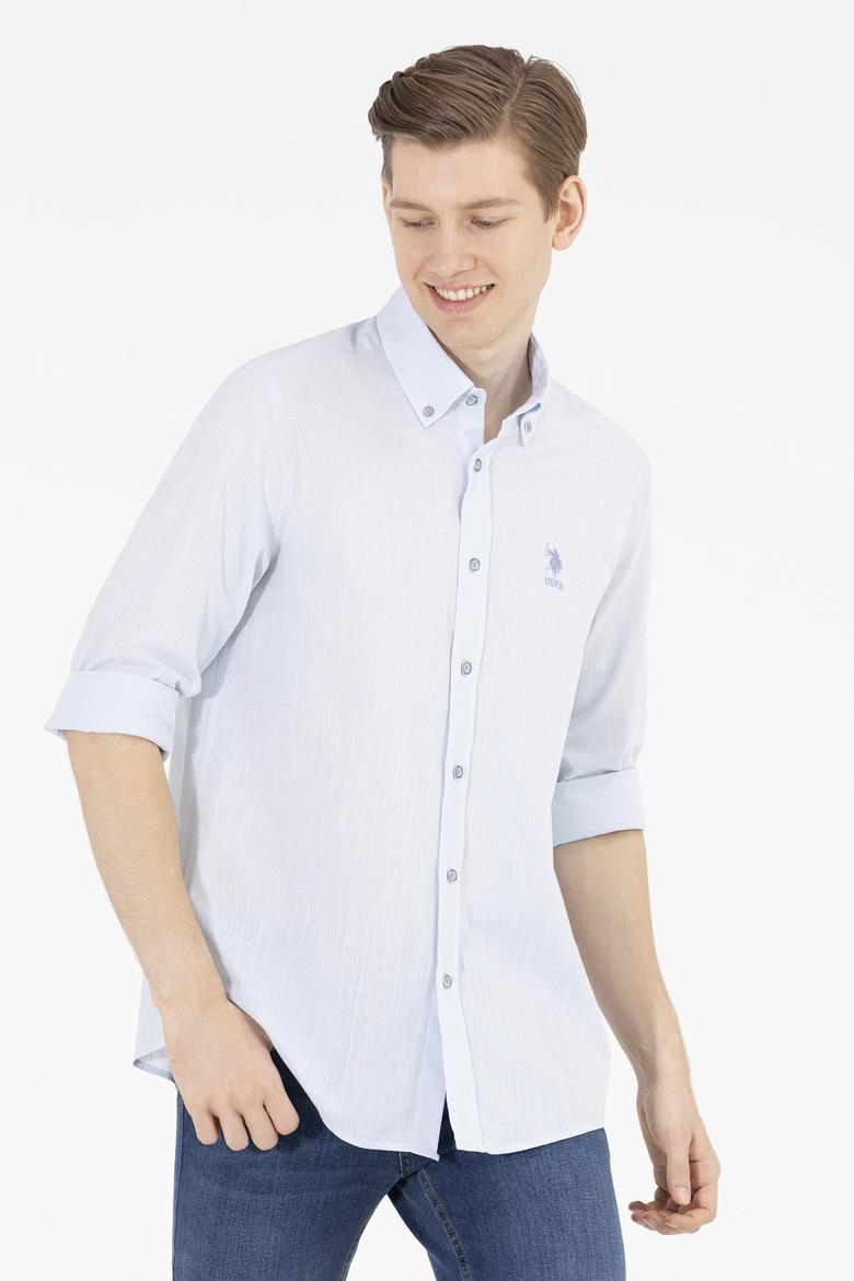 Erkek Mavi Uzun Kollu Gömlek