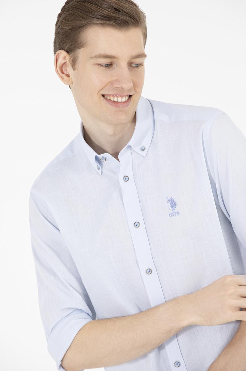 Erkek Mavi Uzun Kollu Gömlek