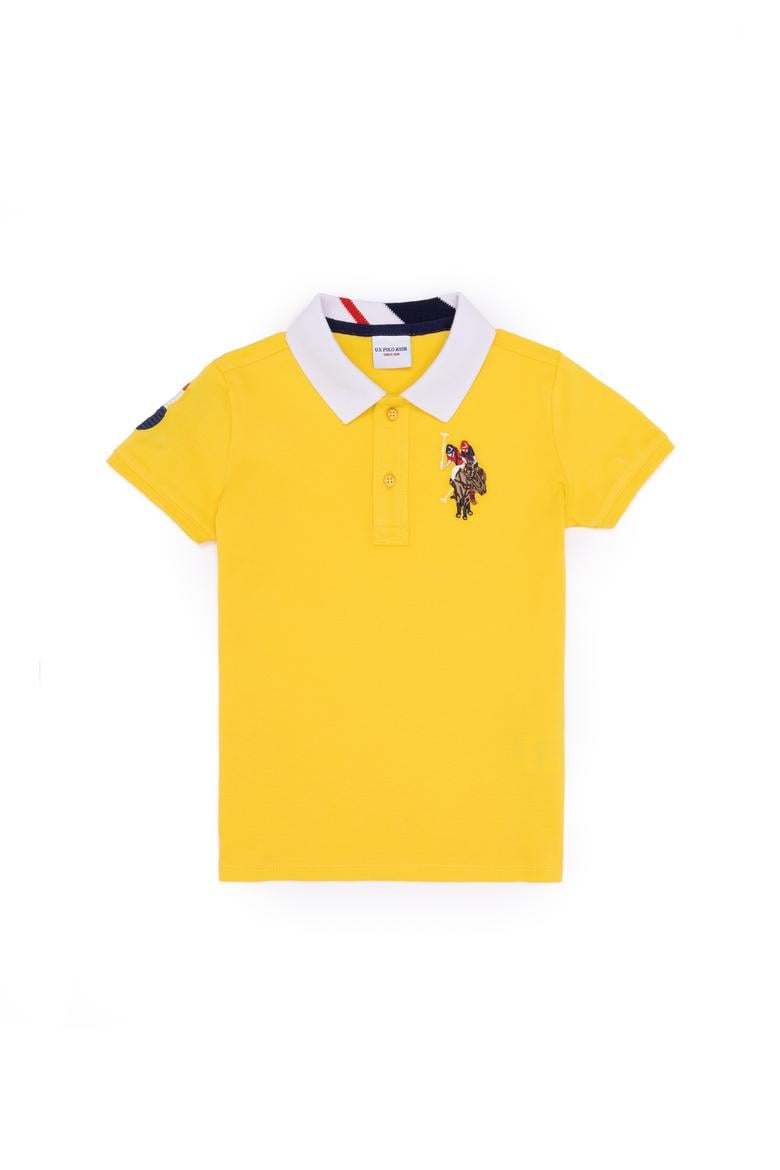 Erkek Çocuk Koyu Sarı Basic Polo Yaka Tişört