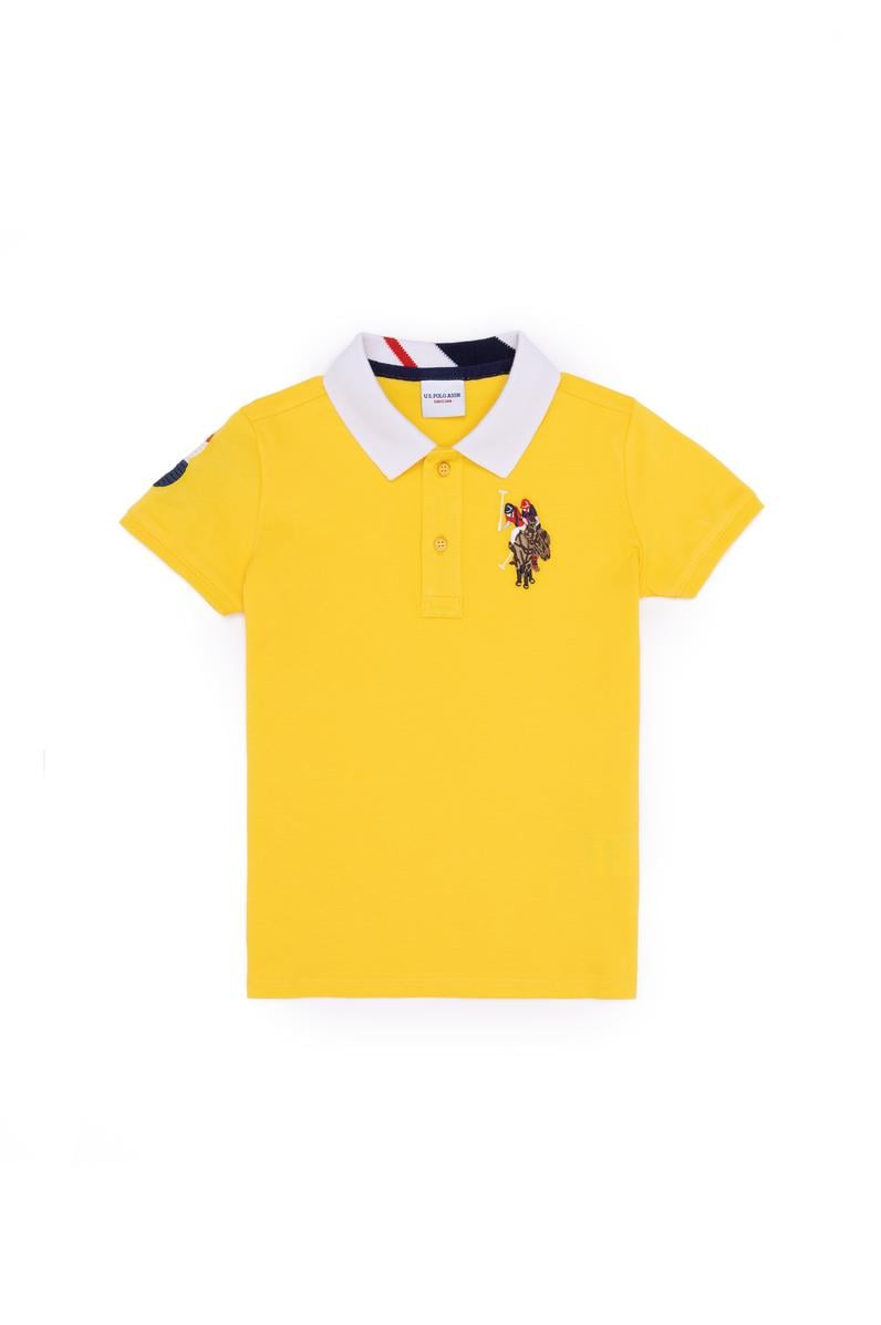 Erkek Çocuk Koyu Sarı Basic Polo Yaka Tişört
