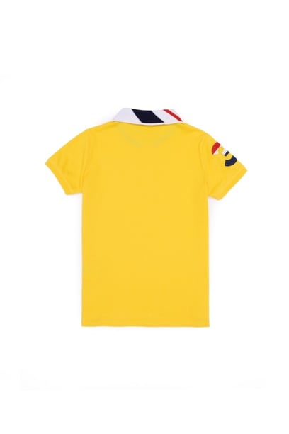 Erkek Çocuk Koyu Sarı Basic Polo Yaka Tişört