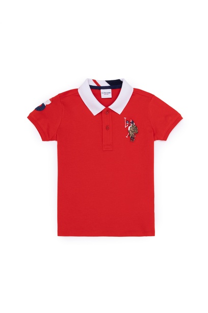 Erkek Çocuk Kırmızı Basic Polo Yaka Tişört