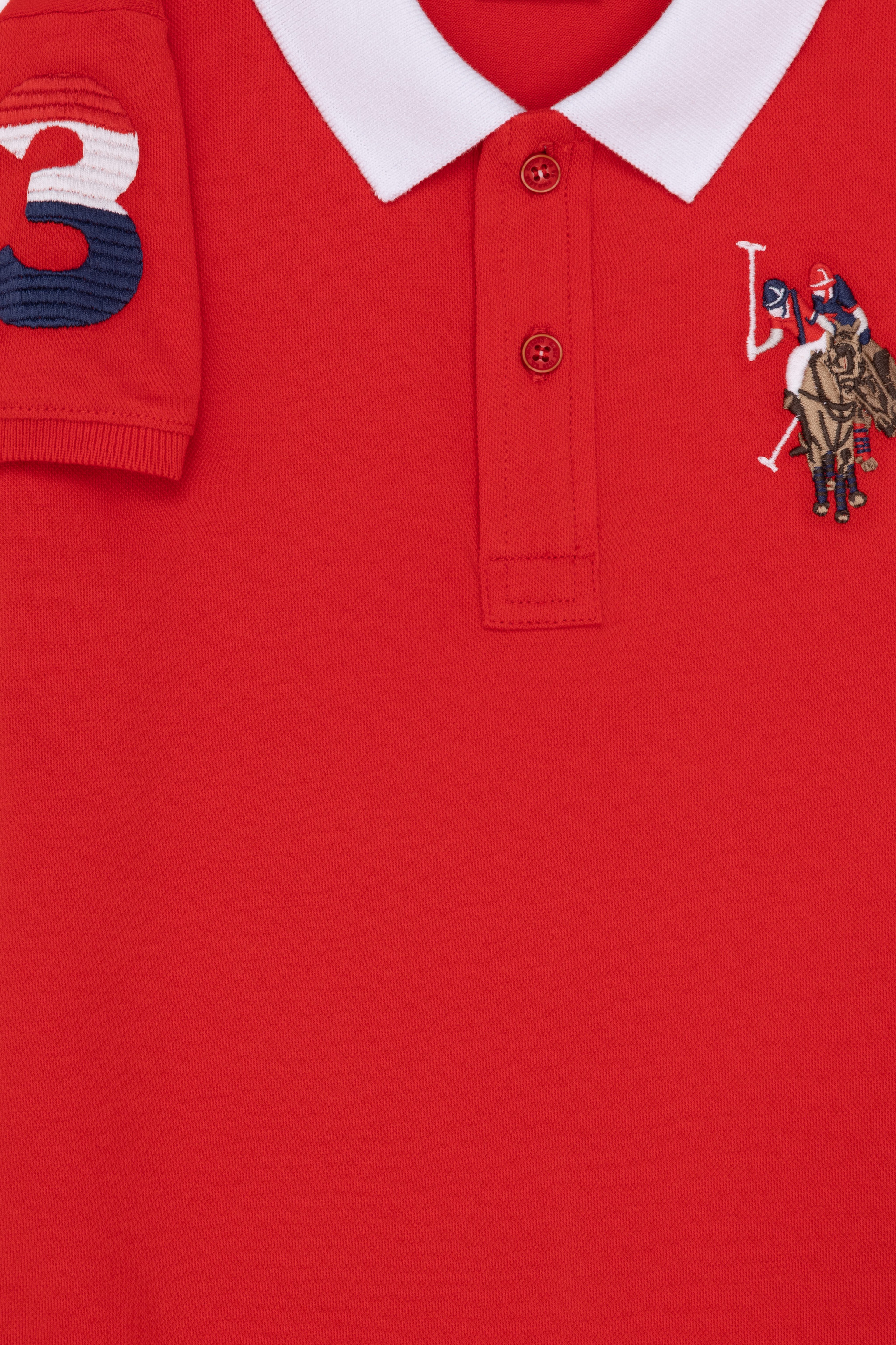 Erkek Çocuk Kırmızı Basic Polo Yaka Tişört - Image 4