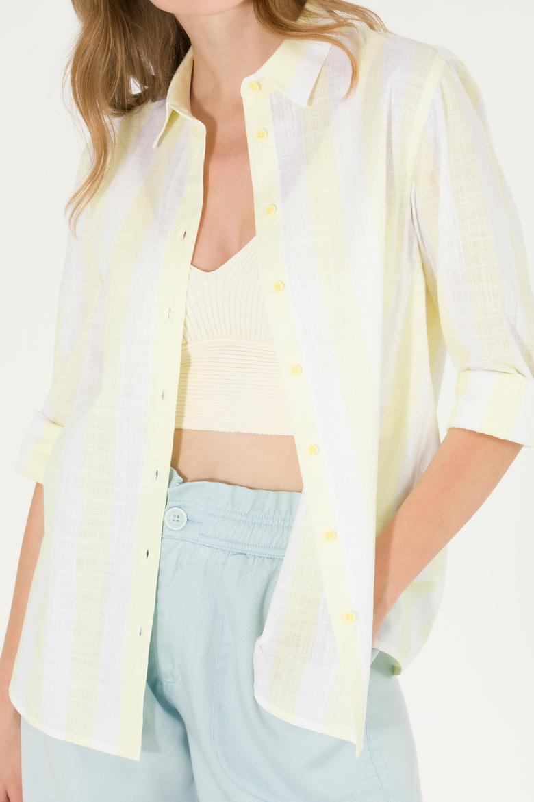 Kadın Açık Sarı Uzun Kollu Gömlek - 50263663019