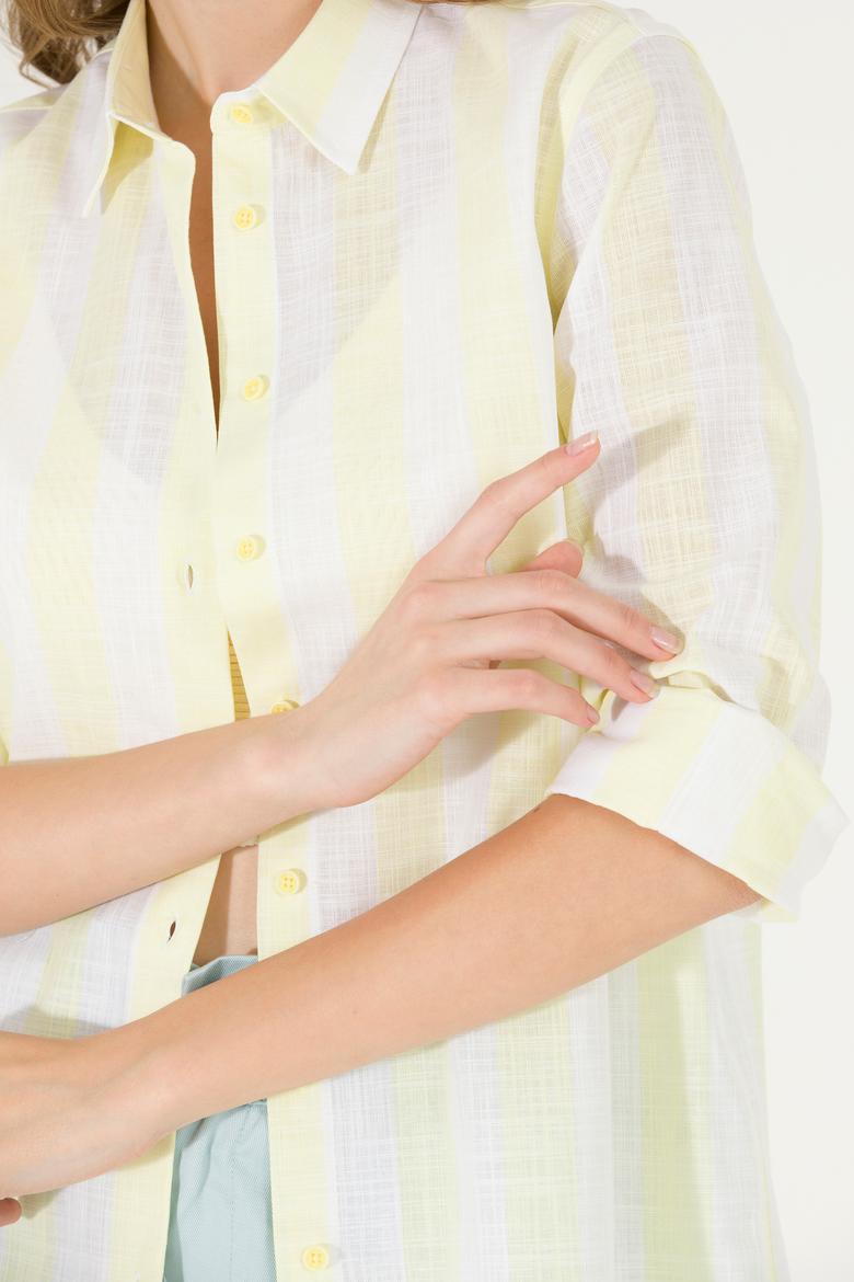 Kadın Açık Sarı Uzun Kollu Gömlek - 50263663019