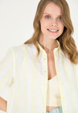 Kadın Açık Sarı Uzun Kollu Gömlek - 50263663019