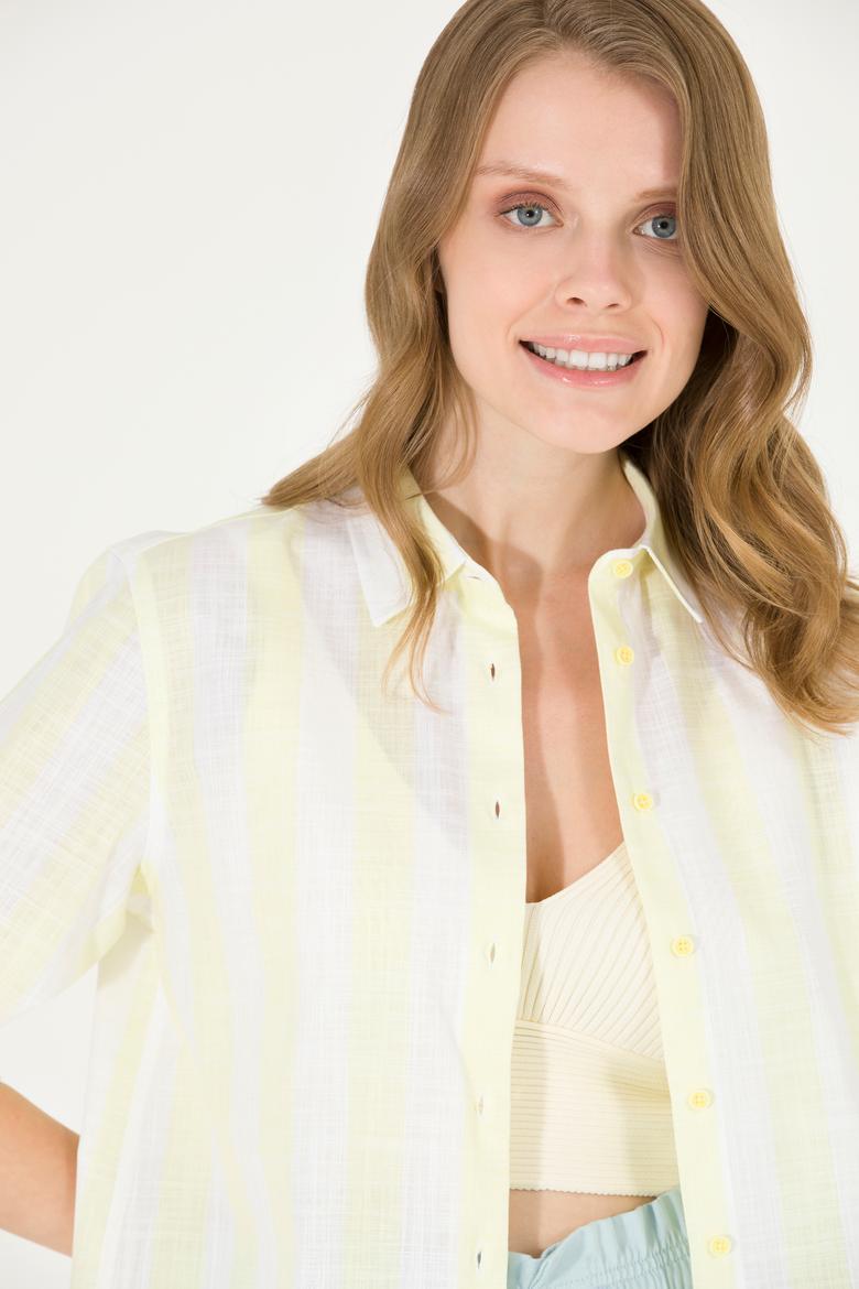 Kadın Açık Sarı Uzun Kollu Gömlek - 50263663019
