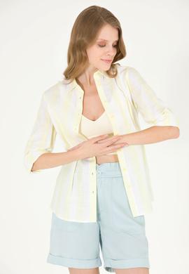 Kadın Açık Sarı Uzun Kollu Gömlek - 50263663019