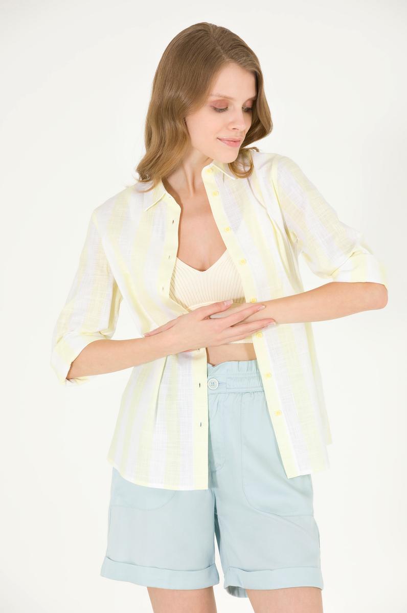 Kadın Açık Sarı Uzun Kollu Gömlek