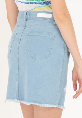 Kadın Açık Mavi Mini Boy Jean Etek - 50263755013