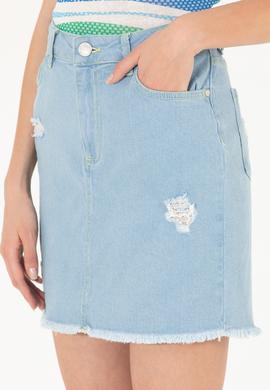 Kadın Açık Mavi Mini Boy Jean Etek - 50263755013