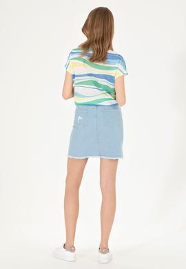 Kadın Açık Mavi Mini Boy Jean Etek - 50263755013