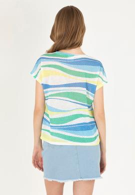 Kadın Saks Bisiklet Yaka Tişört - 50263601013