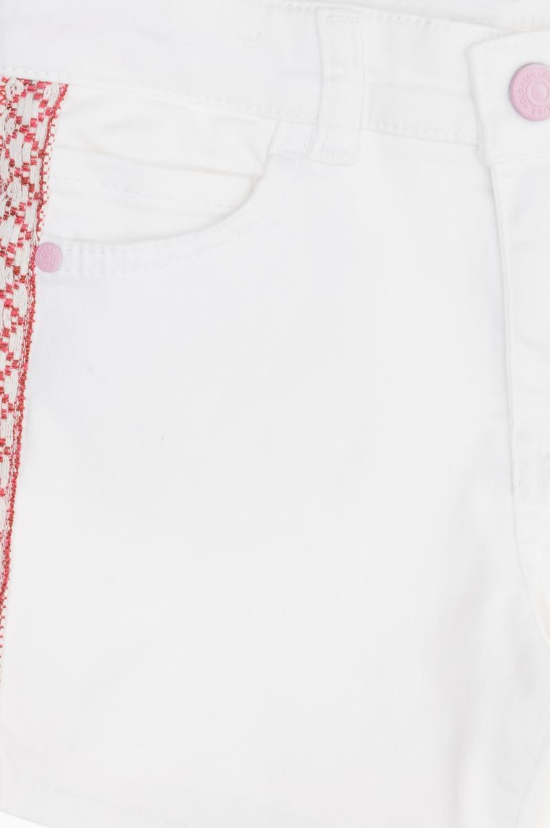 Kız Çocuk Beyaz Dokuma Şort