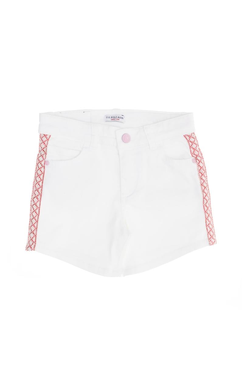 Kız Çocuk Beyaz Dokuma Şort