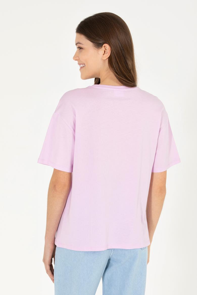 Kadın Manolya Bisiklet Yaka Tişört - 50262947011