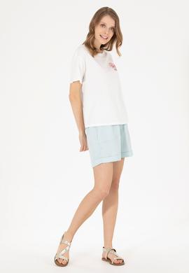 Kadın Su Yeşili Dokuma Şort - 50263216024