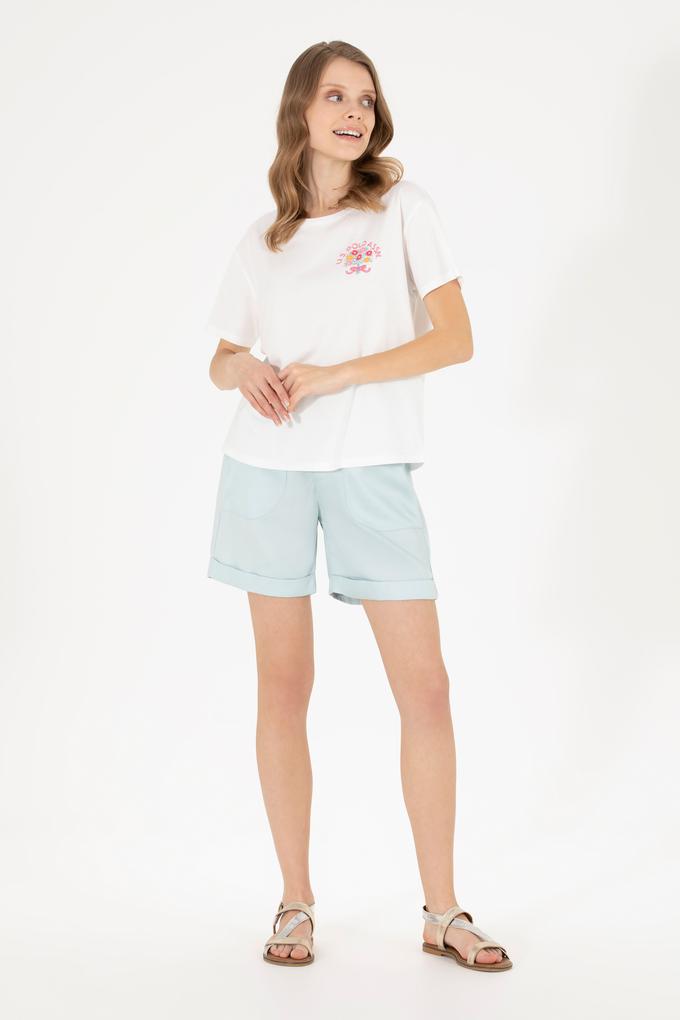 Kadın Su Yeşili Dokuma Şort