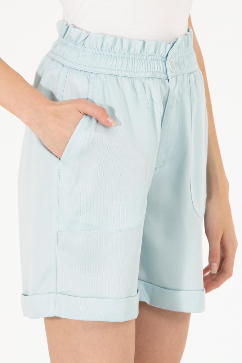 Kadın Su Yeşili Dokuma Şort - 50263216024