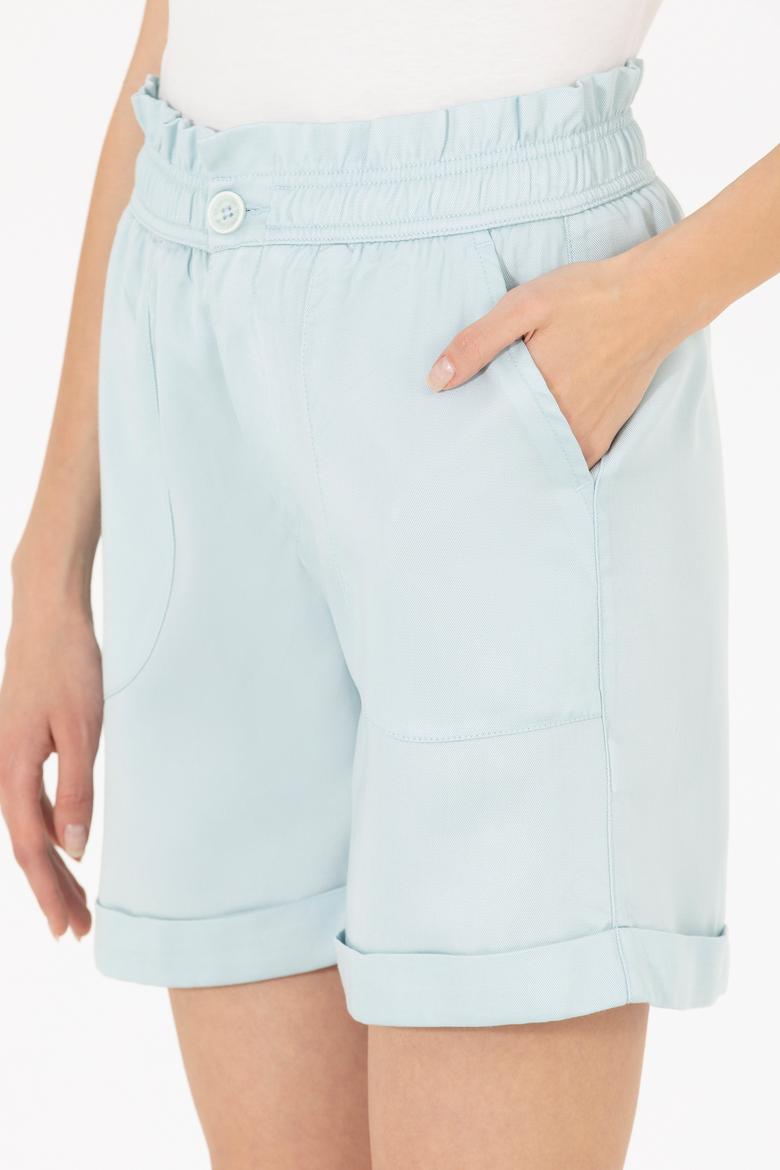 Kadın Su Yeşili Dokuma Şort - 50263216024