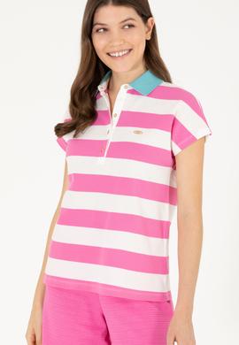 Kadın Pembe Polo Yaka Tişört - 50263969017